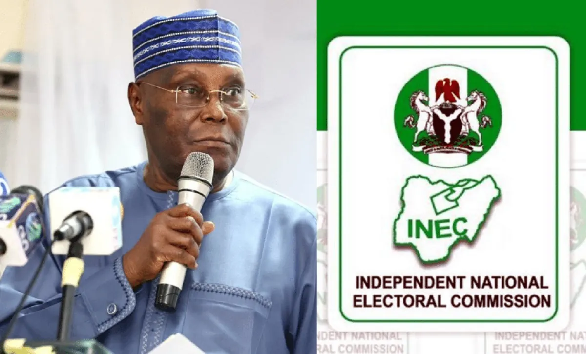 Atiku Abubakar and a logo of the Independent National Electoral Commission (INEC) over party registration,