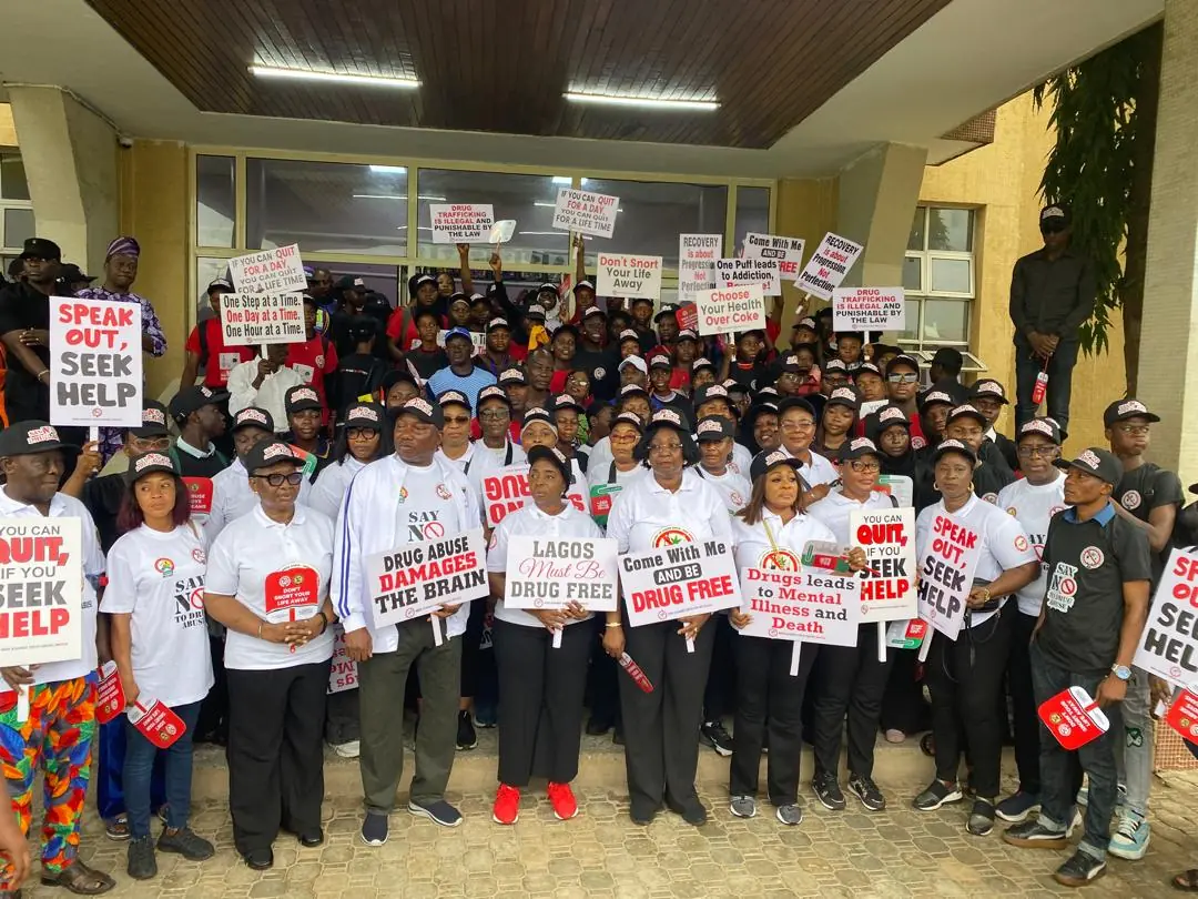 First Lady of Lagos State, Dr Ibijoke Sanwo-Olu on a drug abuse awareness campaign,