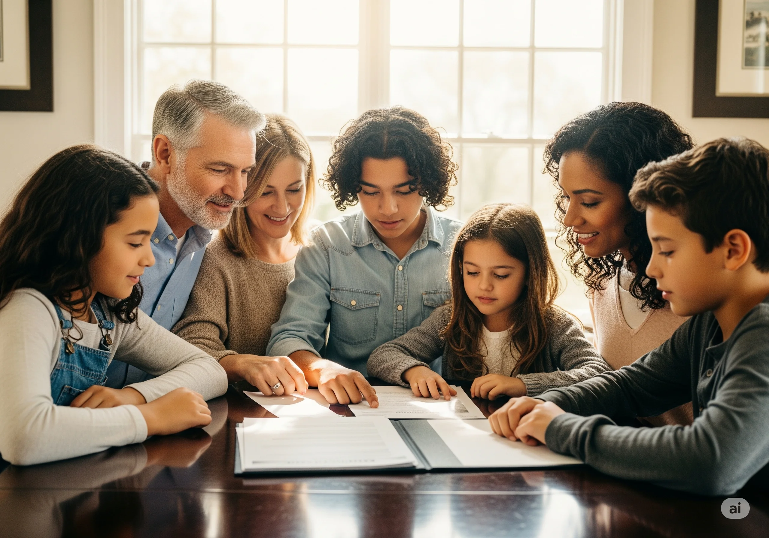 A blended family and estate planning generated by Gemini